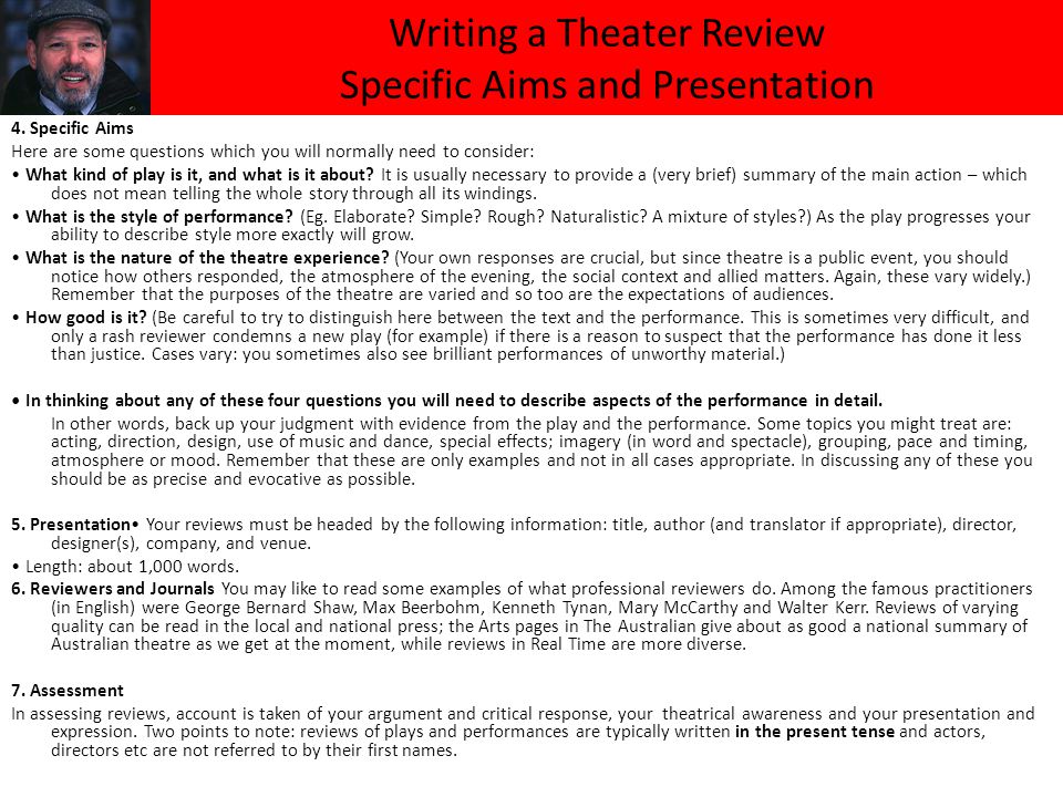 how to write a theatre review ks20